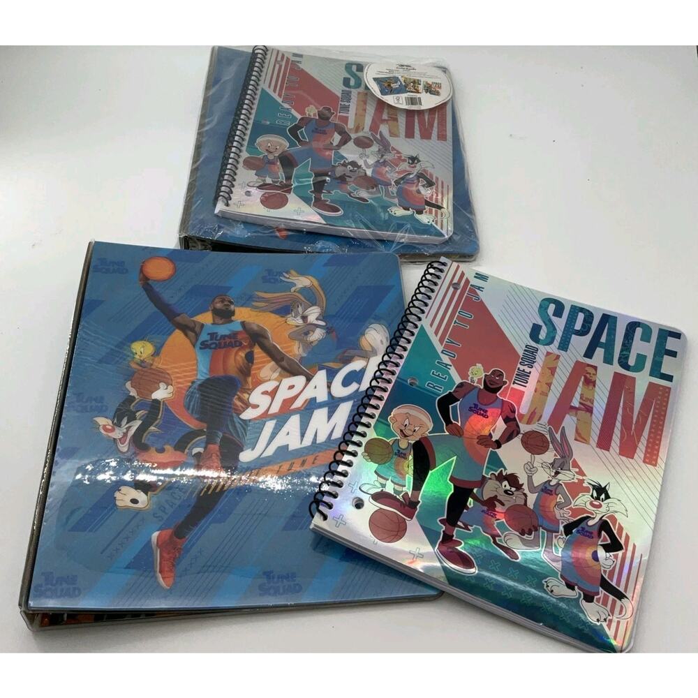 Warner Brothers Space Jam Stationary Bundle 3-Ring 1" Binder, Notebook, Folder